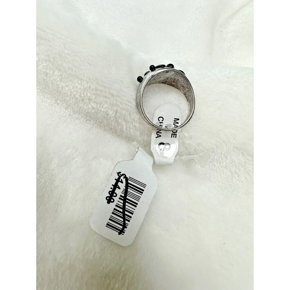 NEW Free People Pixie Promo Ring Chunky Statement Ring Black Stone Modern Size 8